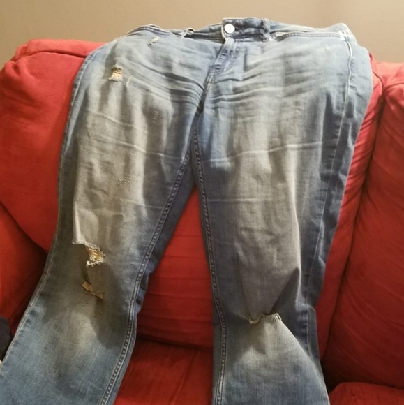 Washed Cut- up Blue Jeans - Picture 1 of 2